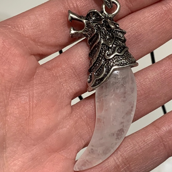 Wolf Tooth Pendant | Mens Crystal Necklace | Boyfriend Gift | Crystals For Men - Picture 2 of 3
